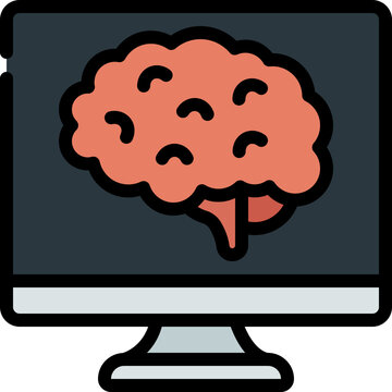 Brain On Computer Icon
