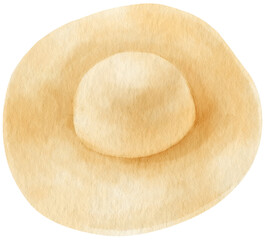 Straw Floppy hat watercolor illustration for summer fashion