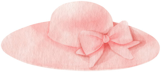Cute Pink Hat watercolor illustration for Summer Decorative Element