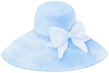 Cute Blue Hat watercolor illustration for Summer Decorative Element