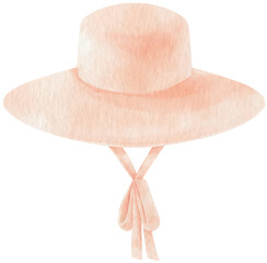 Pink Floppy hat watercolor illustration for summer fashion