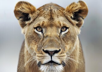 Obraz premium Amazing lioness face looking at the camera