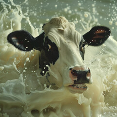 cow and splashes of milk
