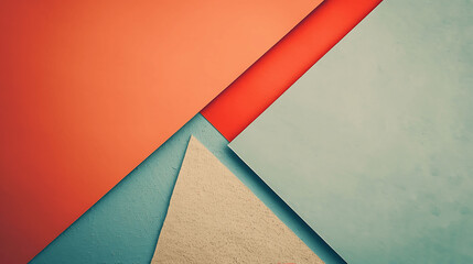 Abstract geometric background with red and blue tones and triangular shapes.