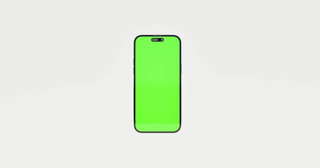 Smartphone blank green screen with indicators. Luma matte included for easy replacing background. - 756654165