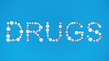 Colorful drugs, antibiotic capsules. Vitamins,pharmaceutical industry,healthcare