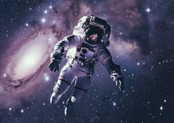 Astronaut floating in outer space against the backdrop of the Milky Way galaxy