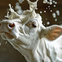 cow and splashes of milk
