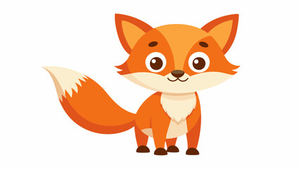 Fototapeta premium cute fox cartoon on white background