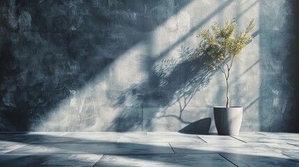 Dramatic Shadows in a Moody Concrete Interior