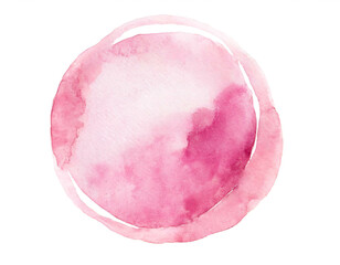 Rosa Wasserfarben Kreis isoliert auf weißen Hintergrund, Freisteller 