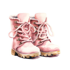 cute boots for a baby clipart , watercolor сreated with Generative Ai