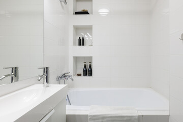 modern bathroom room with toilet and washing machine