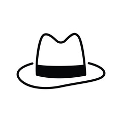 fedora hat icon with white background vector stock illustration