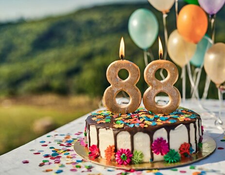 88 Geburtstag Feier, Party, Konfetti Torte 