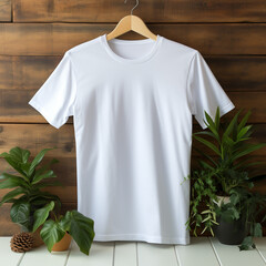 flat lay, blank white tshirt mockup сreated with Generative Ai