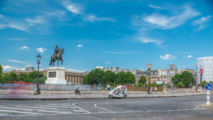 The equestrian statue of Henry IV by Pont Neuf timelapse, Paris, France.