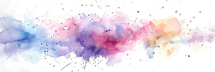 Soft Watercolor Washes with Ink Drops Creating a Vibrant and Expressive Banner for an Art Station - obrazy, fototapety, plakaty