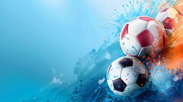 Soccer Balls in Vibrant Splashes - A Dynamic Design for Sports Events and Tournaments