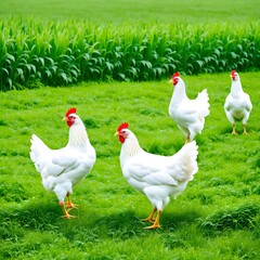 Fototapeta premium chicken in garden 