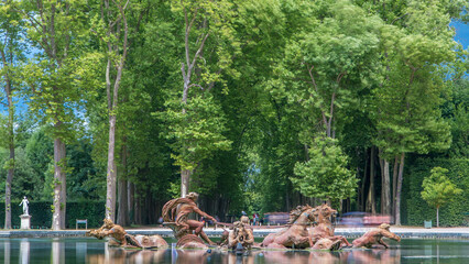 Apollo fountain in the Versailles Palace park timelapse, Ile de France