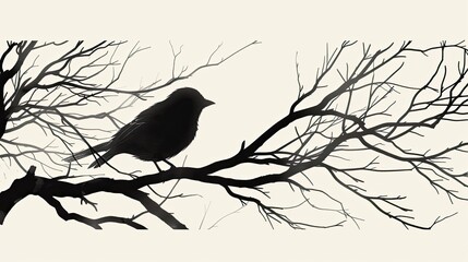 The outline of a bird merges with the branches of a tree. - Powered by Adobe