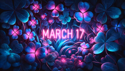 Enchanted Clover Neon - March 17th Celebration - obrazy, fototapety, plakaty
