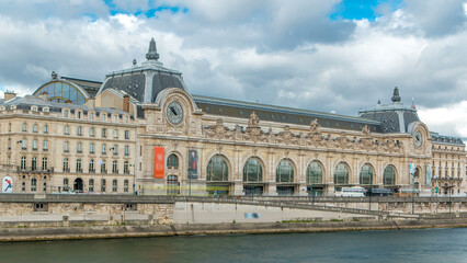 The musee d'Orsay is a museum in Paris timelapse, on the left bank of the Seine. Paris, France
