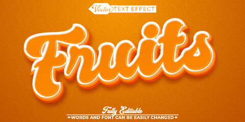 Orange Cartoon Fruits Vector Editable Text Effect Template