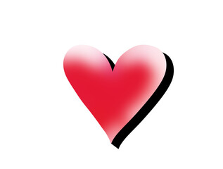 illustration of a red heart with shadow clip art on transparent background