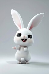 Obraz premium Small White Rabbit With Big Black Eyes