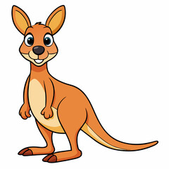 Vector of cartoon kangaroo illustration on white

