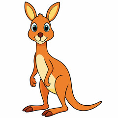 Vector of cartoon kangaroo illustration on white
