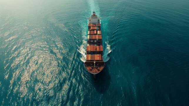 A cargo container ship navigates through the waters, laden with containers destined for import and export operations.