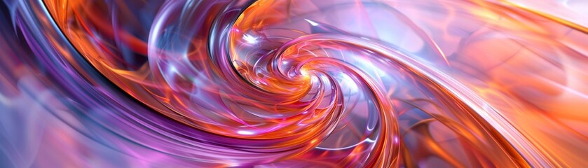 Energetic spiral lines in glossy 3D form a chaotic abstract backdrop - obrazy, fototapety, plakaty