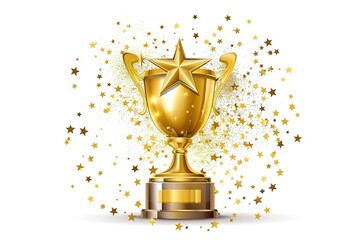 Shiny Golden Trophy Amongst Stars