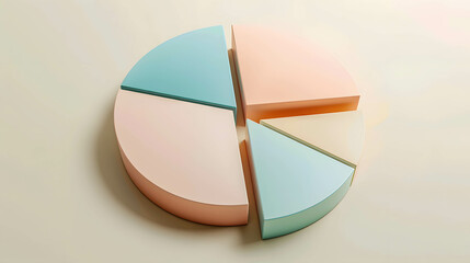 Fototapeta premium Pie charts representing diversified stock portfolios, diversification of investment or asset allocation on stock and fund and bond make investments more efficient