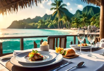Obraz premium restaurant on the beach