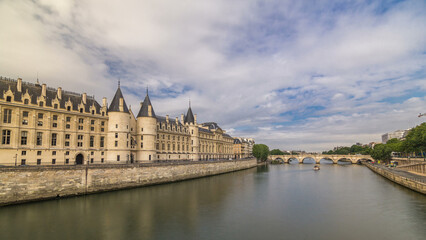 Fototapeta na wymiar Castle Conciergerie timelapse hyperlapse - former royal palace and prison. Paris, France.