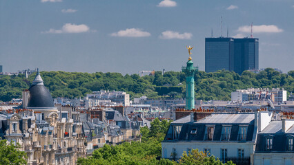 Panorama of Paris timelapse. View from Arab World Institute Institut du Monde Arabe building. France. - obrazy, fototapety, plakaty