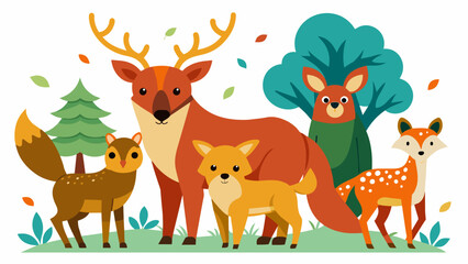 Obraz na płótnie Canvas woodland animals vector illustration