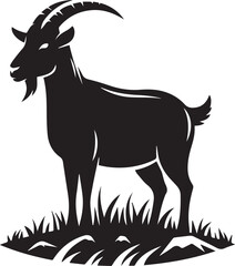 Fototapeta premium Goat silhouette of a horned goat on a white background