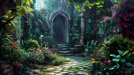 Whimsical Garden full of Fairy Dreams forest fantasy background