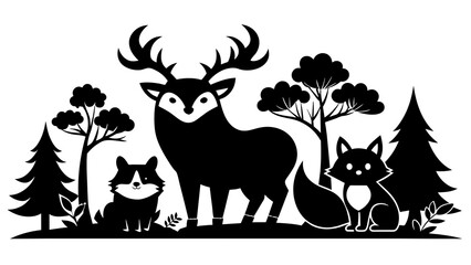 woodland animals vector illustration