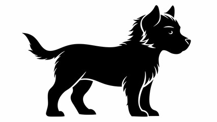 baby dog silhouette on white background