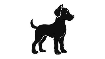 baby dog silhouette on white background