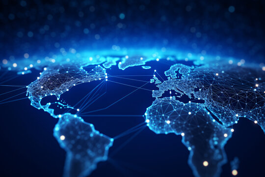 Global internet wireless networking technology abstract background