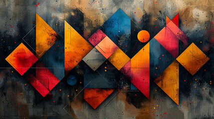 A stylish geometric object pattern featuring neo colors, creating a modern abstract design