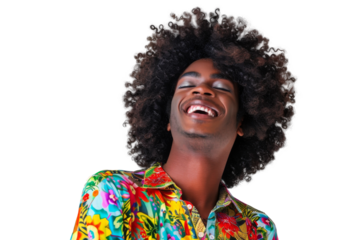 Portrait shot of Young joyful Gay man with colorful lgbt dress isolated on transparent background, Gay transgender smile and posing with trendy lifestyle.