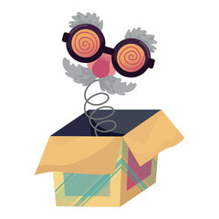 Disguise Flat Design April Fools Day Icon. Fake Nose Mustache Glasses vector illustration on white background